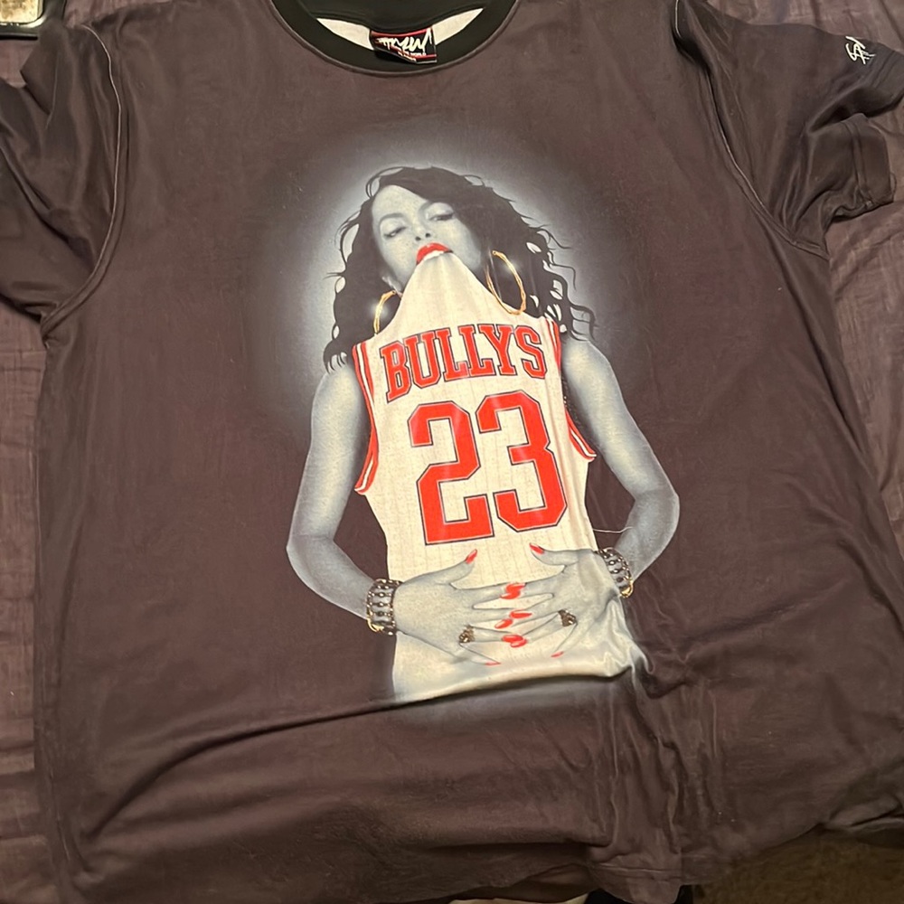 Shirt with design on front and back, and XL